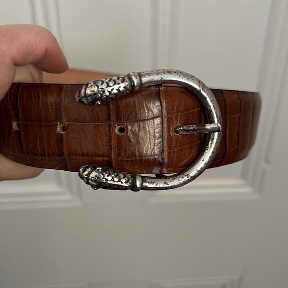 berge Accessories - BERGE Women luxury Belt Italian leather with gargoyle head sSilver Buckle